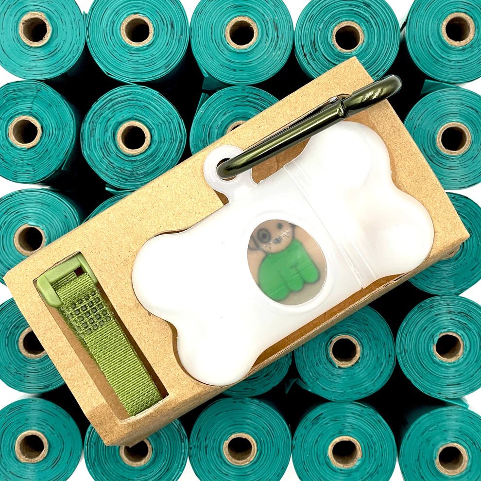 750 Panmer Earth Friendly Dog Poop Bags On Rolls with Dispenser - Fresh Cotton Scented - Green Coco