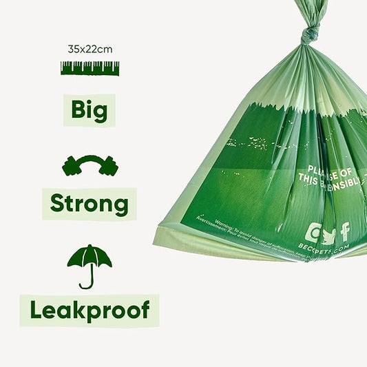 Beco 540 LARGE Unscented Dog Poop Bags On Rolls - Jumbo Value Pack - Green Coco