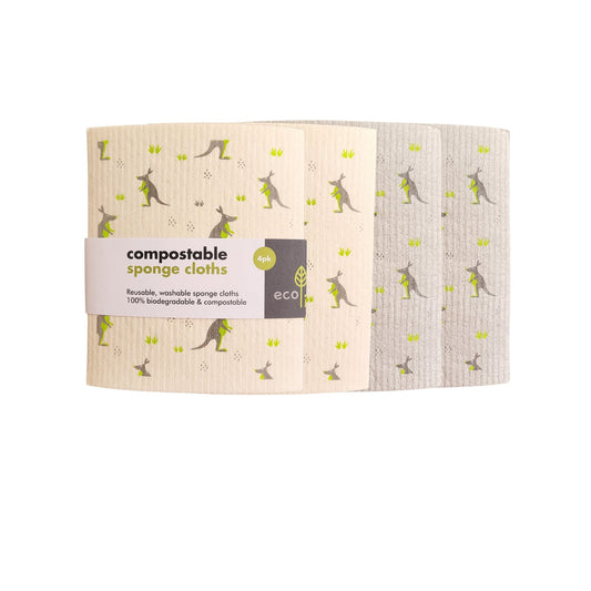 Biodegradable & Compostable Kitchen Sponge Cloths - Kangaroo - Green Coco