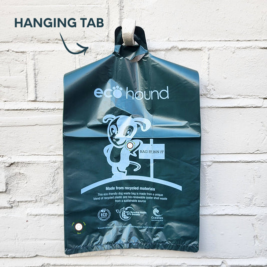 Ecohound 200 Large Dog Poop Bags with Handles & Hanging Tab - Green Coco