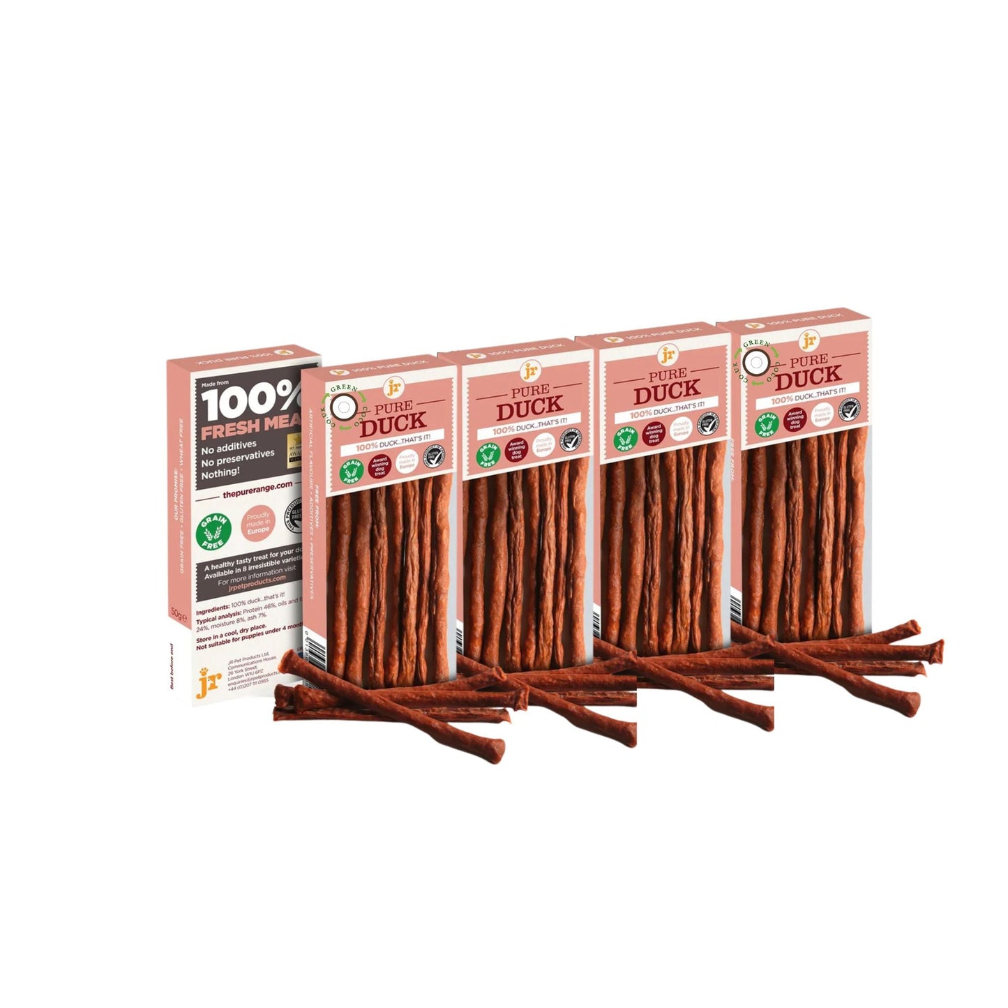 Jr Pet Products 100% Duck Meat Sticks Dog Hypoallergenic Treats - Green Coco