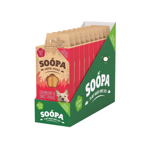 10 X Soopa Dental Sticks - Cranberry & Sweet Potato - Green Coco