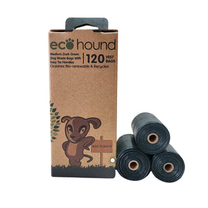 120 Ecohound Dog Poop Bags with Handles - Green Coco