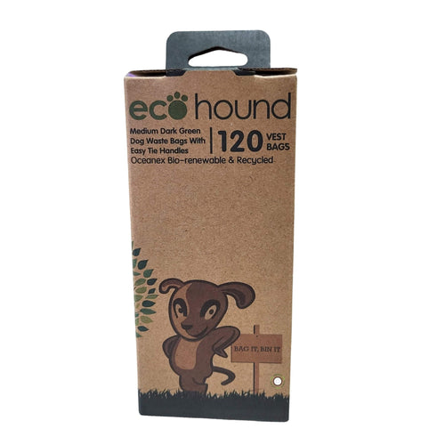 120 Ecohound Dog Poop Bags with Handles - Green Coco
