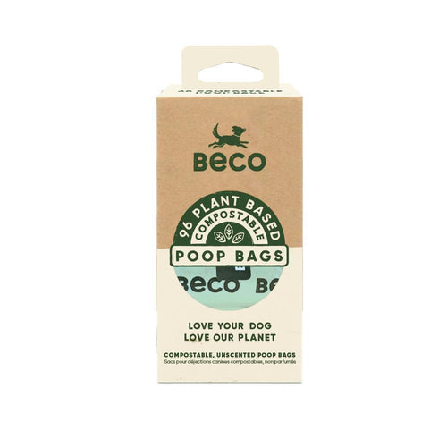 Beco Compostable Dog Poop Bags - 96 Bags - Green Coco