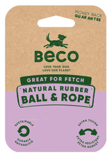 Load image into Gallery viewer, Beco Dog Toy Natural Rubber Ball on Rope - Pink - Green Coco
