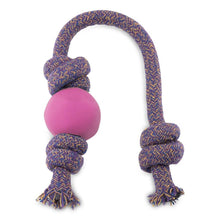 Load image into Gallery viewer, Beco Dog Toy Natural Rubber Ball on Rope - Pink - Green Coco
