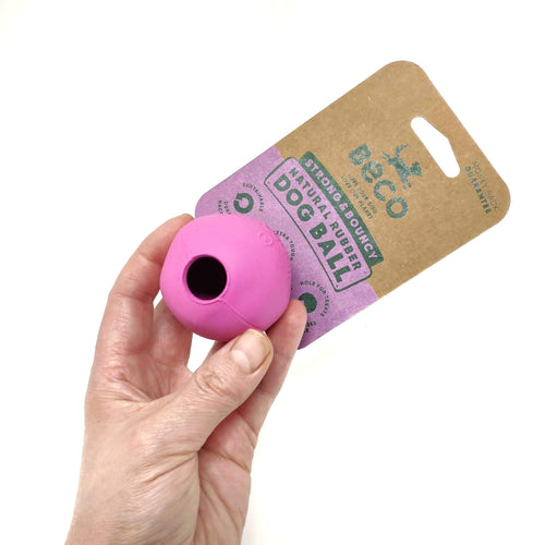 Beco Eco Natural Rubber Dog Bouncy Ball - Small Pink - Green Coco