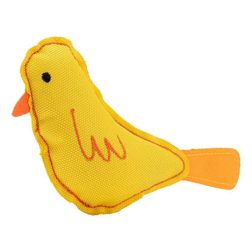 Beco Eco Recycled Cat Toy -  Catnip Stuffed Yellow Canary - Green Coco