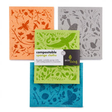 Load image into Gallery viewer, Biodegradable &amp; Compostable Sponge Cloths - Botanic Garden - Green Coco

