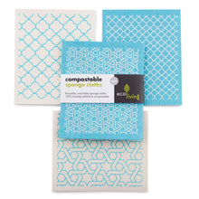 Load image into Gallery viewer, Biodegradable &amp; Compostable Sponge Cloths - Moroccan Print - Green Coco
