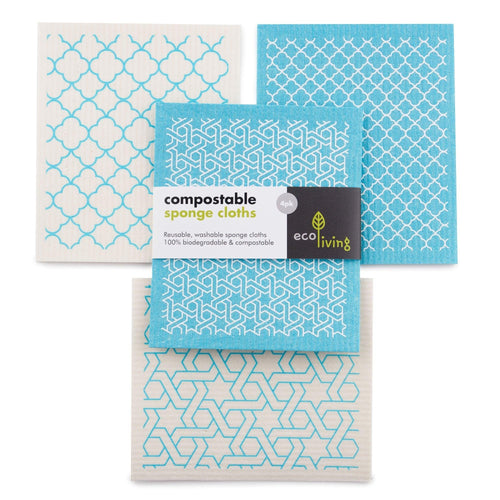 Biodegradable & Compostable Sponge Cloths - Moroccan Print - Green Coco