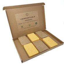 Load image into Gallery viewer, Biodegradable & Compostable Sponges with Non-Scratch Scourer - Green Coco