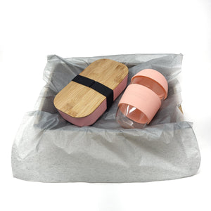 Eco-Friendly Gift Box - Blush Lunch Box &  Reusable Glass Coffee Cup Set - Green Coco