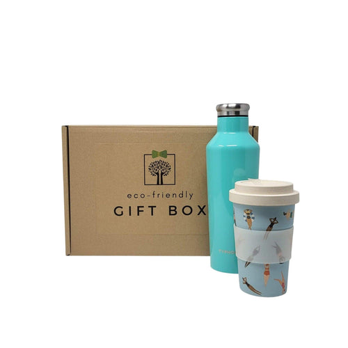 Eco-Friendly Gift Box -Reusable Stainless Steel Bottle and Coffee Cup - Green Coco