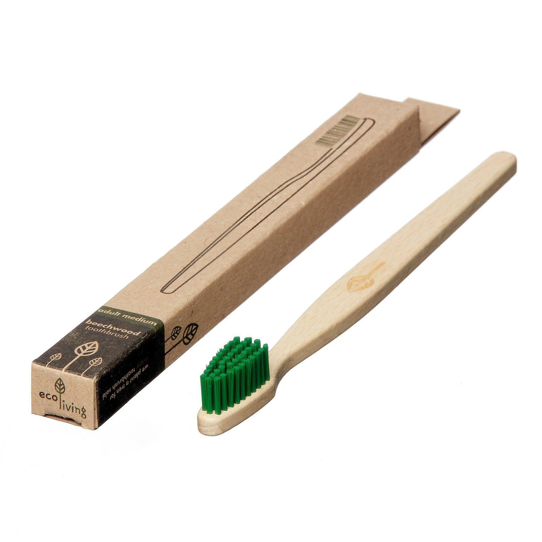 Eco-Friendly Plastic-Free Toothbrush - Medium  Bristles - Green Coco