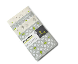 Biodegradable & Compostable Sponge Cloths - Elements Print - Green Coco