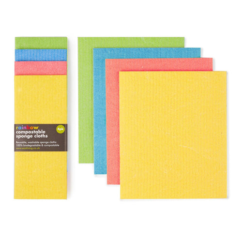 Eco Living Compostable Cleaning Sponge Cloths - Rainbow - Green Coco