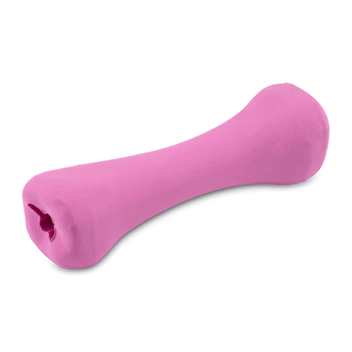 Natural Rubber Dog Chew Bone - Pink Size Small - Green Coco