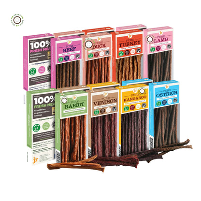 16 x Jr Pet Products 100% Meat Sticks Dog Treats - Mega Deal Variety Bundle Pack - Green Coco