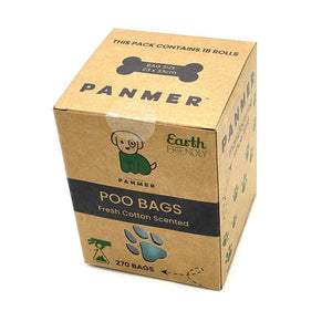 270 Panmer Earth Friendly Dog Poop Bags On Rolls - Fresh Cotton Scented - Green Coco