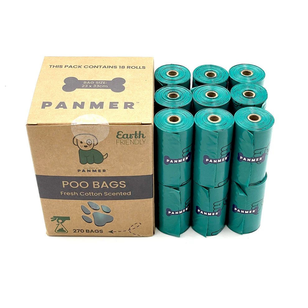 270 Panmer Earth Friendly Dog Poop Bags On Rolls - Fresh Cotton Scented - Green Coco
