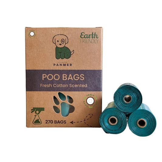 270 Panmer Earth Friendly Dog Poop Bags On Rolls - Fresh Cotton Scented - Green Coco