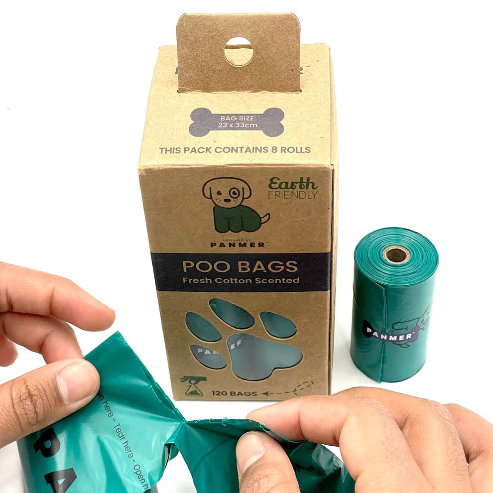 270 Panmer Earth Friendly Dog Poop Bags On Rolls - Fresh Cotton Scented - Green Coco