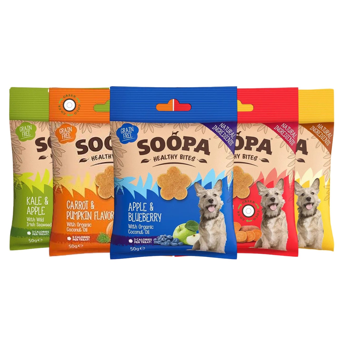 5 X - Soopa Healthy Bites Variety Bundle - Green Coco