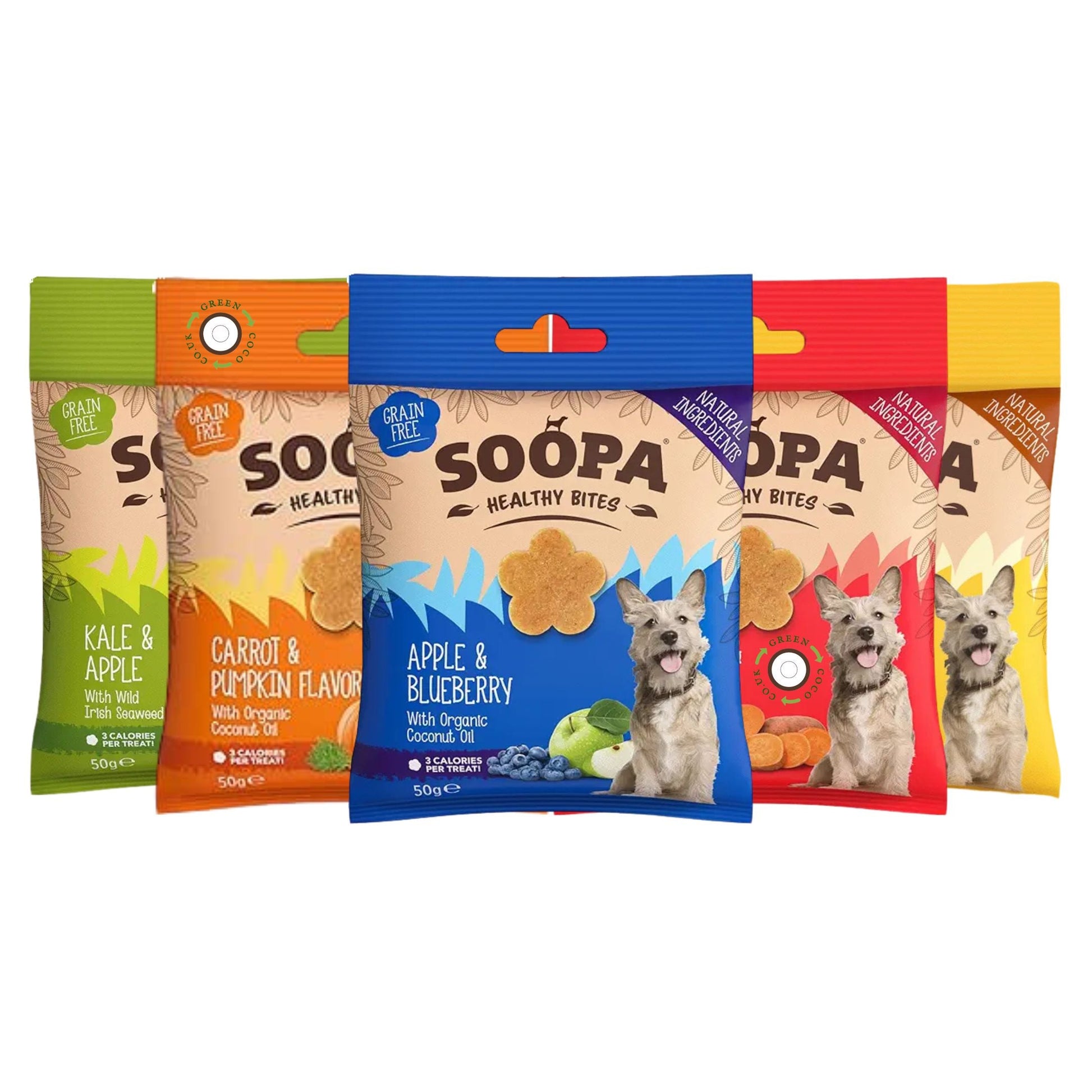 5 X - Soopa Healthy Bites Variety Bundle - Green Coco