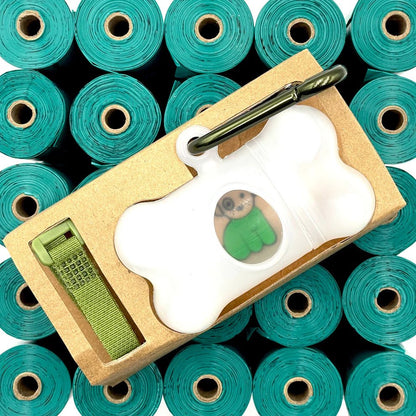 750 Panmer Earth Friendly Dog Poop Bags On Rolls with Dispenser - Fresh Cotton Scented - Green Coco