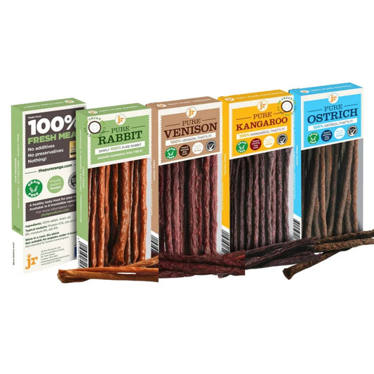 4 x Jr Pet Products 100% Meat Dog Sticks Treats - Hypoallergenic Variety Bundle