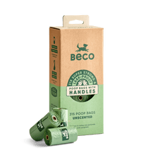 Load image into Gallery viewer, Beco 315 Dog X Large Unscented Poop Bags Rolls with Handles - Green Coco
