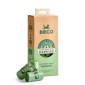 Beco 315 Dog X Large Unscented Poop Bags Rolls with Handles - Green Coco