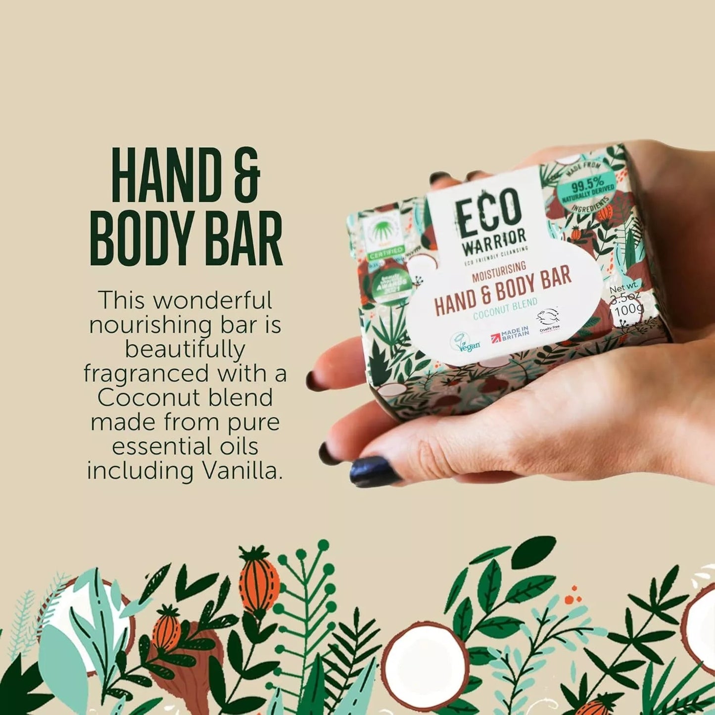 Eco Warrior Hand & Body Soap Bar - 100 g - Green Coco