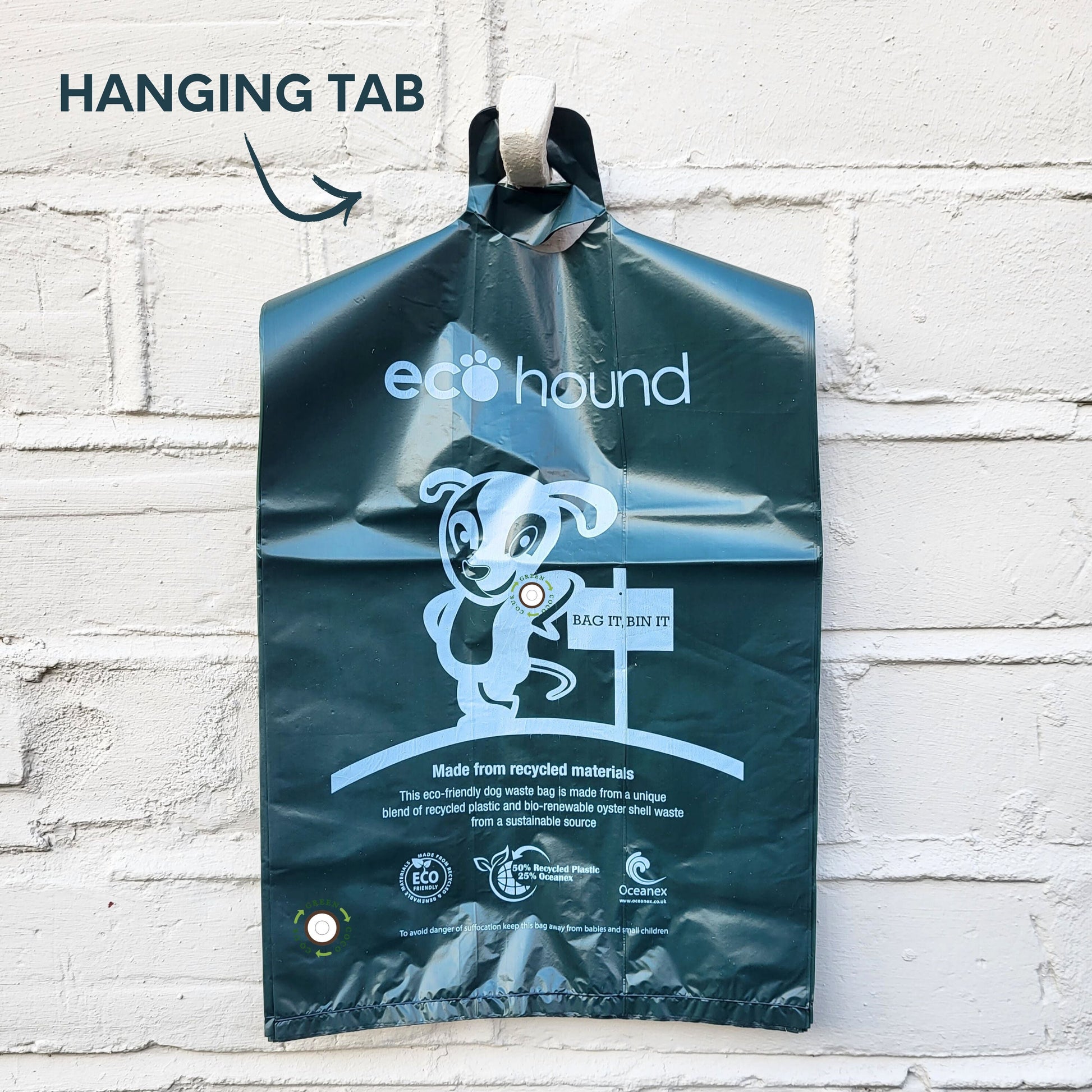 Ecohound 1000 Large Dog Poop Bags with Handles & Hanging Tab - Green Coco