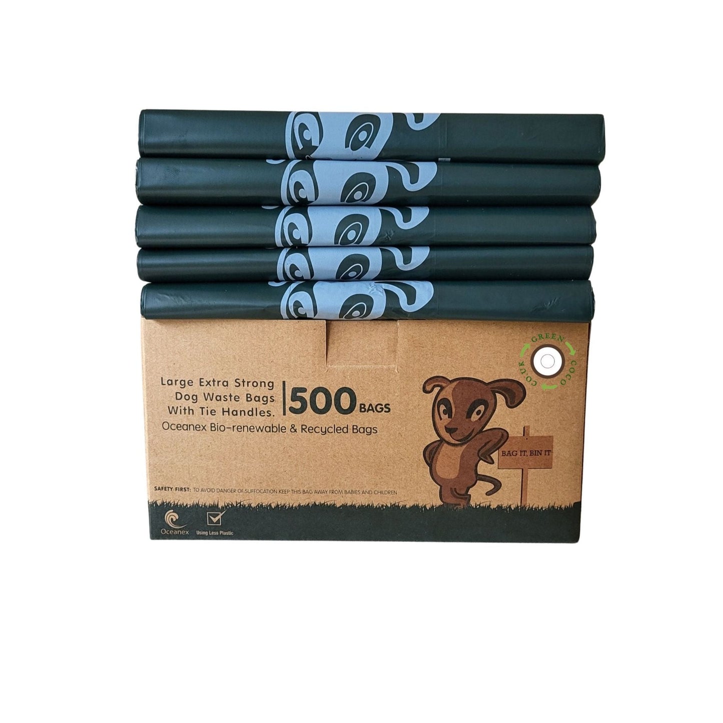 Ecohound 500 Large Dog Poop Bags - Jumbo Pack - Green Coco