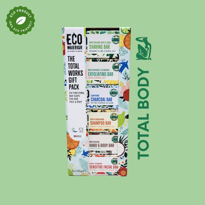 Gift Box - Eco Warrior Face, Hair and Body Total Works Soap Bars - Set of 6 x 100 g - Green Coco