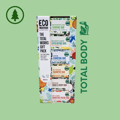 Gift Box - Eco Warrior Face, Hair and Body Total Works Soap Bars - Set of 6 x 100 g - Green Coco