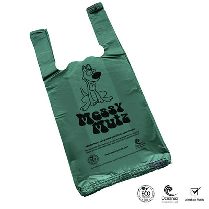 Messy Mutz LARGE Dog Poop Bags -VALUE PACKS with Handles & Hanging Tab - Green Coco