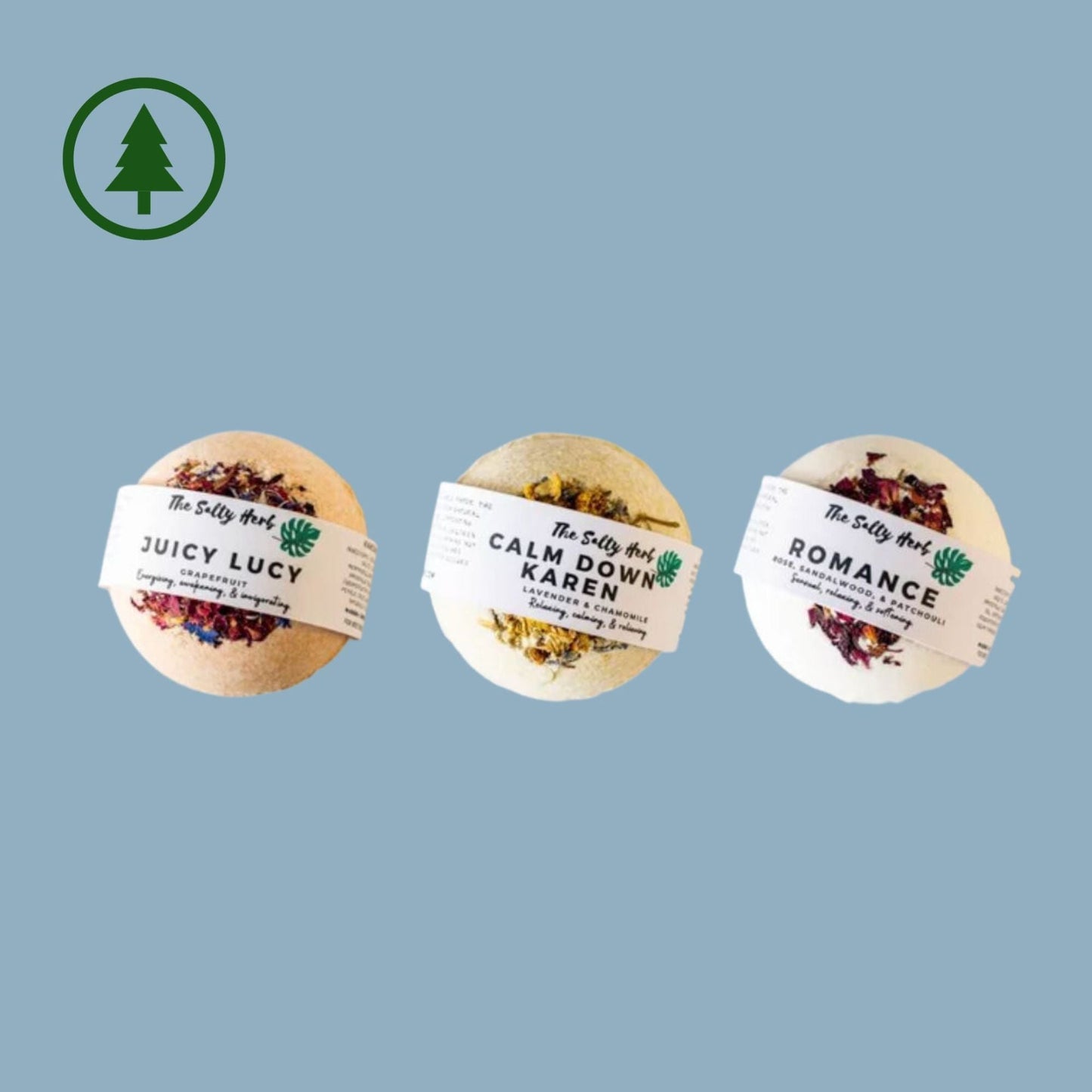 Natural Salt Bath Bombs - 3 Bombs Set - Green Coco