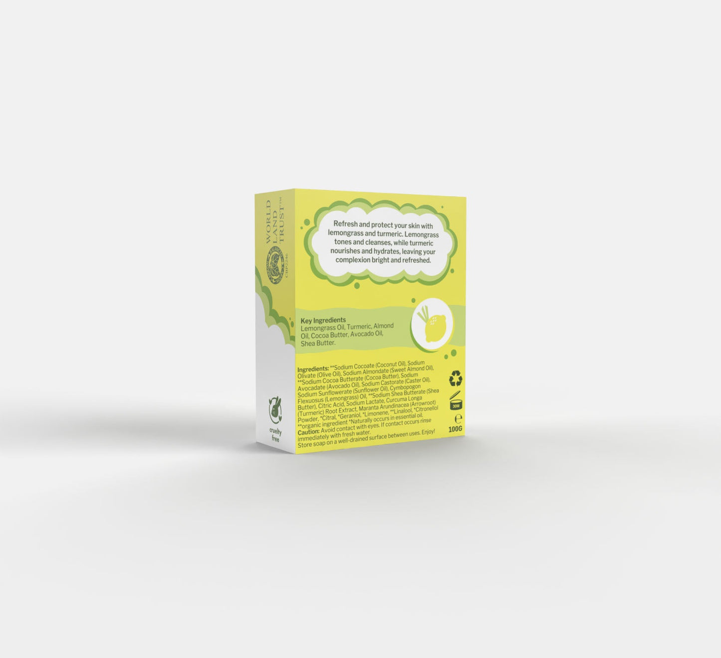 Organic Lemongrass Natural Anti - Bacterial Body Soap Bar - 100 g - Green Coco