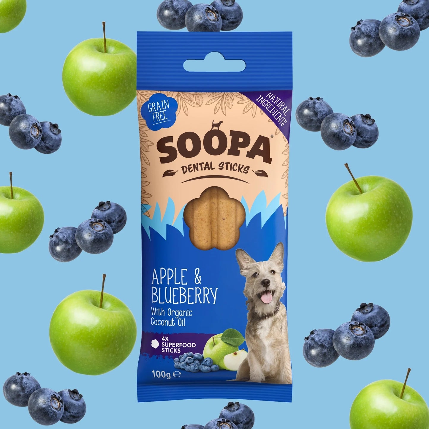 Soopa Dental Sticks - Apple & Blueberry - Green Coco