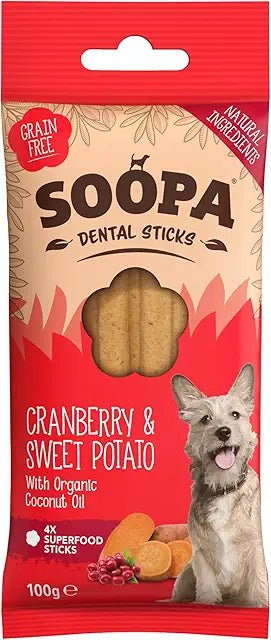 Soopa Dental Sticks - Cranberry & Sweet Potato - Green Coco