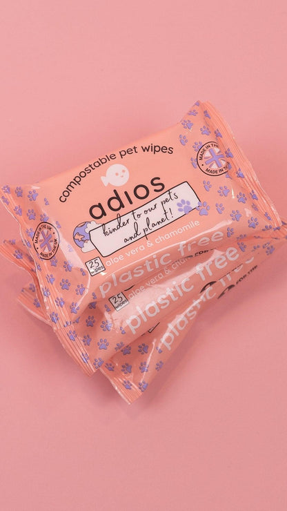 Adios Biodegradable &  Compostable Pet Wipes - Green Coco