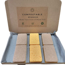 Load image into Gallery viewer, Biodegradable &amp; Compostable Sponges with Non-Scratch Scourer - Green Coco
