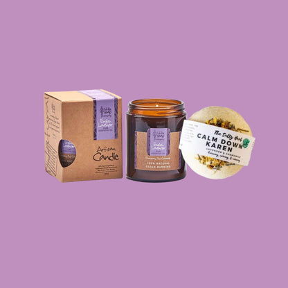 Calm Down Karen Set -English Lavender  Candle & Calm Down Karen Bath Bomb - Green Coco