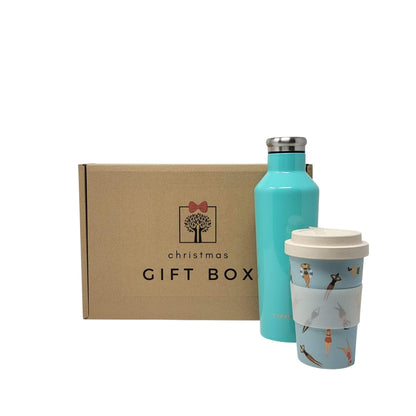Christmas Eco-Friendly Gift Box -Reusable Stainless Steel Bottle and Coffee Cup - Green Coco
