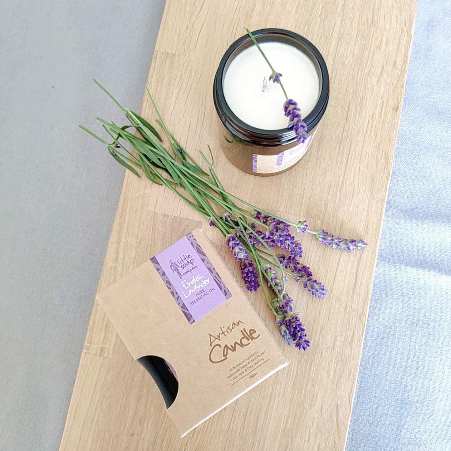 Little Soap Company Artisan Hand Poured Candle - English Lavender Scent - Green Coco