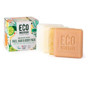 Eco Warrior Face , Hair and Body Travel Mini Bars - Set of 4 x 30 g Bars - Green Coco